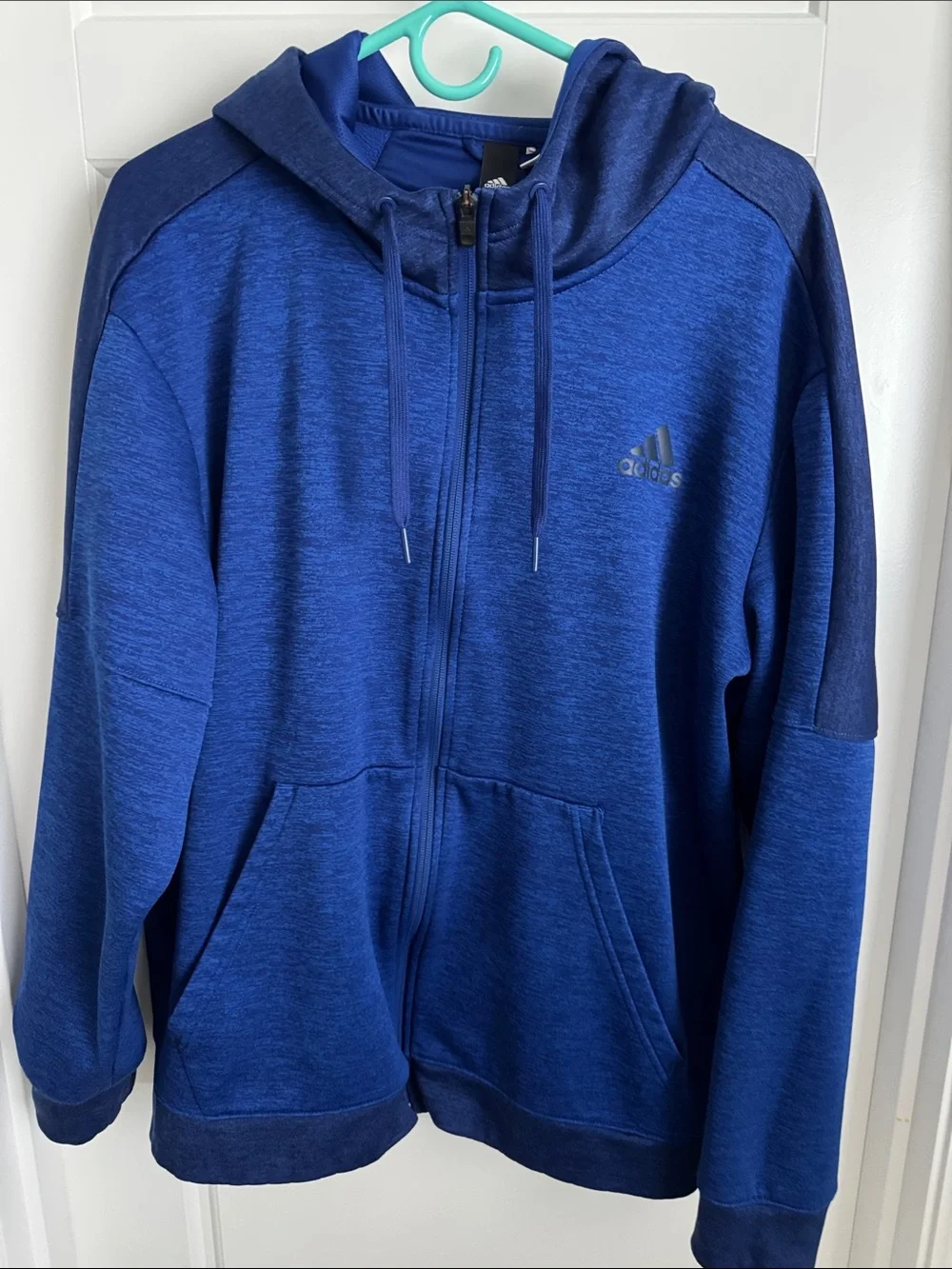 Adidas Men’s Royal Blue Full-Zip Hooded Sweatshirt